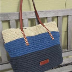 Lucky brand tango surf blue straw bag. NWOT.